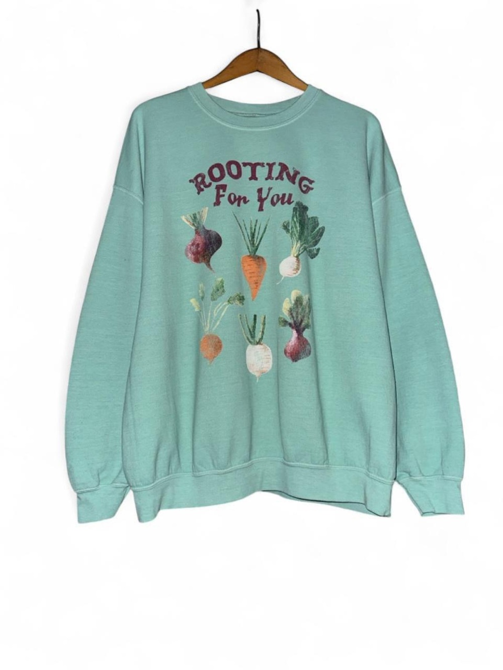 Anthropologie Sweatshirt Rooting For You Aqua Blue Green Vegatables Plus Size 1X